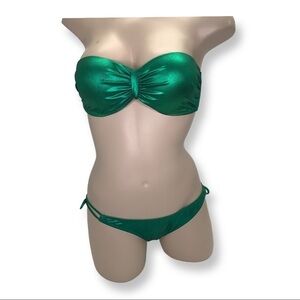 Metallic Vintage Siyaqi Emerald Green Bikini Set Size 40
